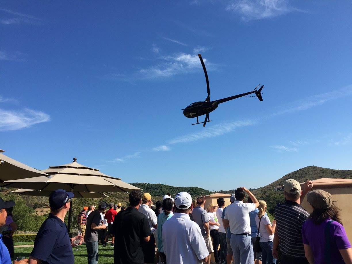 Crowd watching the helicopter ball drop